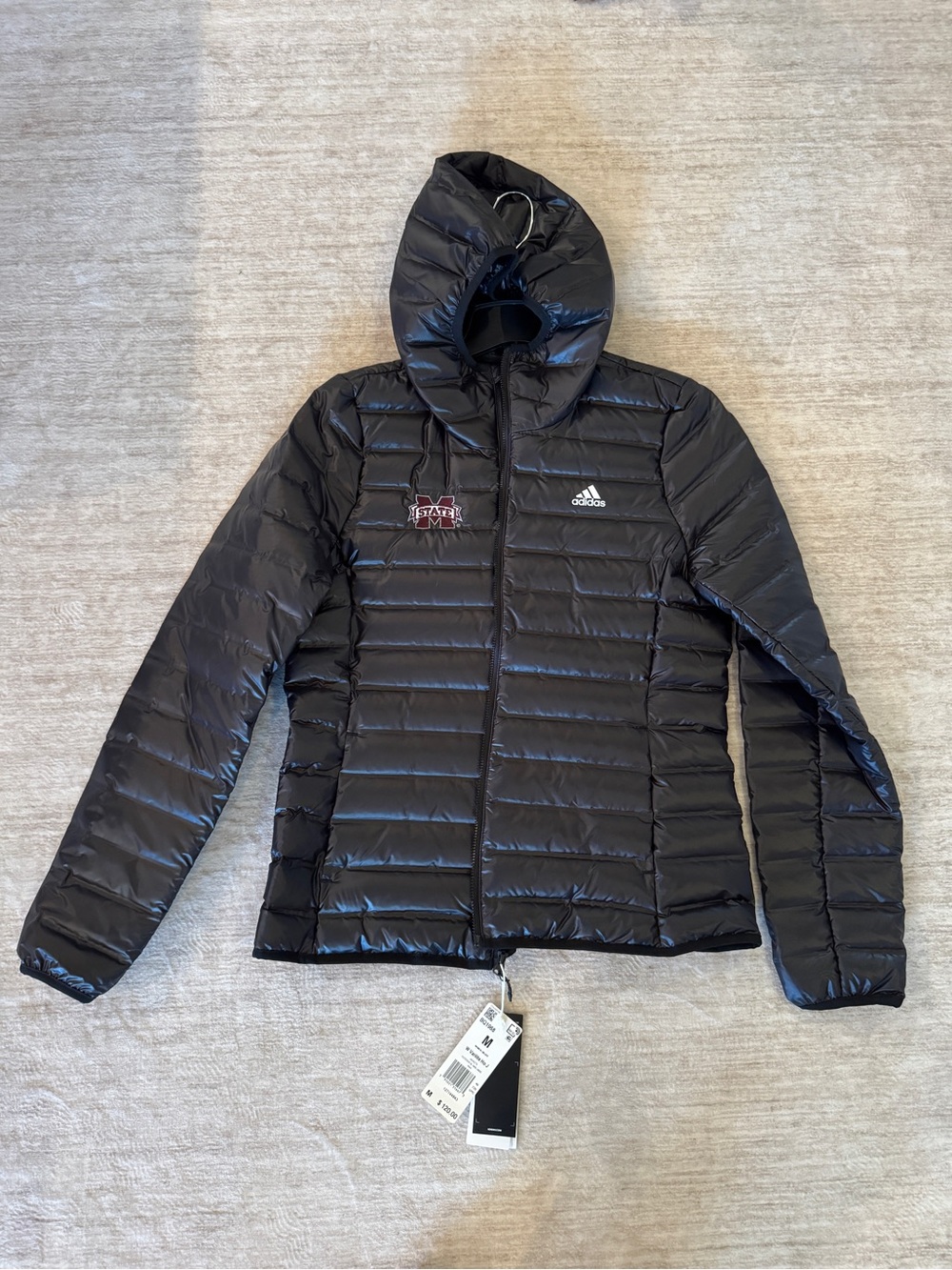 Adidas NWT Mississippi State Women's Black Insulated Hooded Puffer Jacket